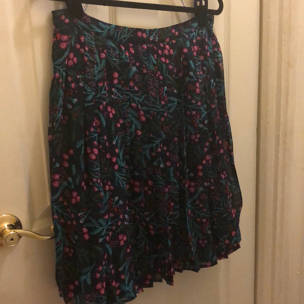 ModCloth Floral Pleated Midi Skirt, Size L